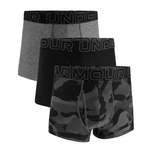 Under Armour Men's Performance Tech 3' 3 Pack Print/Solid Boxer Briefs, Boxers de los Hombres, Black Neo Camo/Black/Castlerock Heather,