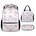 CUNEXTTIME Pig Backpack with Lunch Box, Set of 3 School Backpacks Matching Combo for Girls Boys, Cute White Bookbag and Pencil Case Bundle