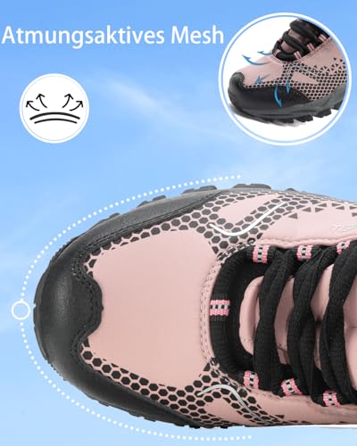 LANGDU Wanderschuhe Herren Damen Wasserdicht Wanderschuhe Leicht Trekkingschuhe Wanderstiefel Atmungsaktiv Outdoorschuhe 38-46EU (Rosa,39EU)