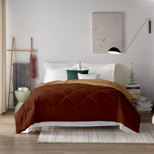 Image of Filbert 600 GSM Comforter for Double Bed | Super Warm Winter Quilt /Rajai | Thick Microfiber Blanket with Cloud-Soft Fill | Luxury Bedding for Winters - 90x100 Inch | Beige /Brown