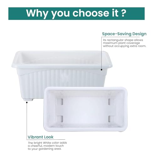 Image of Plastic Window Planters | Garden Planting Pots | Flower Plant Pots for Home Garden & Balcony | Flower Planters for Balcony and Terrace Gardens | Pack of 5 (White)