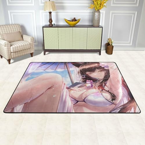カーペット ブルーアーカイブ 狐坂ワカモ バスマット 長方形 大判 人気 おしゃれ 可愛い 防ダニ 抗菌 防臭 吸水 滑り止め ふわふわ 柔らかい肌触り 絨毯 室内装飾 床保護マット 玄関 キッチン リビング 浴室 洗面所 家庭用 洗える オールシーズン