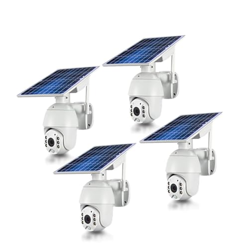 Active Media Concept Kit 4 caméras pilotables solaires IP WiFi HD 1080P Waterproof Infrarouges accès à Distance Via iPhone Android 64 Go Inclus