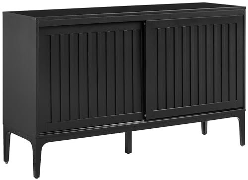 Crosley Furniture Asher Mid Century Modern Sideboard Buffet Cabinet with Storage Living Room Credenza Matte Black
