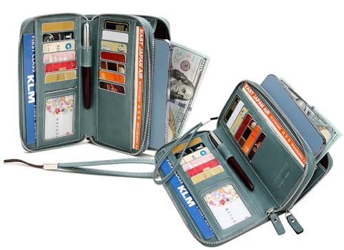 Image of Women's RFID Blocking Wallet Large Zip Around Leather Clutch with Wristlet | Large Capacity, 23 Card Slots, 2 ID Windows, Phone Holder, Soft PU Leather, RFID Secure, Coin Pocket, Checkbook Holder