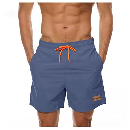 Ougelebo Badehose Herren Badeshorts Herren Kurz Männer Schnelltrocknend Kurze Schwimmhose Strandhose Swim Bade Shorts Man Denim Blue L 1