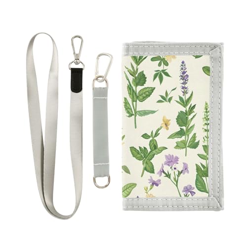 ALAZA Kids Wallets for Boys Girls Toddler Trifold Wallet Children Small Herbal Herbaceous with Zipper Coin Pocket