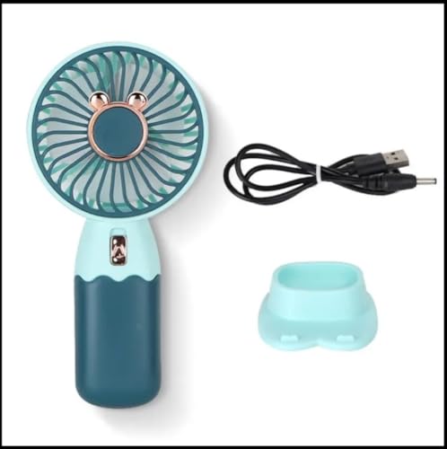 Image of MIRADH Mini Handheld Fan (Upto 2 Hours Running) Rechargeable Battery Operated Portable Fan, Desk Fan, Carry It Anywhere (AQUA)