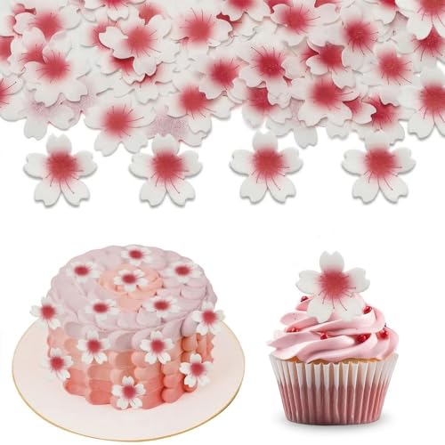 BLPRKOT 100 Piezas Decoración Comestible para Tartas, Flores Comestibles para Tartas,Mariposa Cake Toppers,para Hawaiian Party,Bodas,Cumpleaños,Fiestas Infantiles,Baby Shower