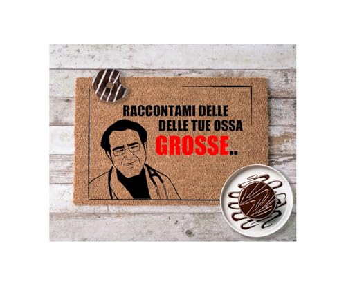 Social crazy Tappeto zerbino personalizzato - Dott. Nowzaradan e Scritta Raccontami delle tue ossa grosse- cocco naturale ideale per ingressi (Cocco Naturale, 60x40 cm)
