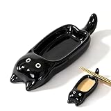 TBCDS Cuenco Dip Cerámica Negro Forma Gato - 1 Pz Mini Apilable para Salsas, Aperitivos, Sushi y Soja. Plato Pequeño Decorativo Multiusos para Ketchup, Mostaza, Tapas y Vinagre.