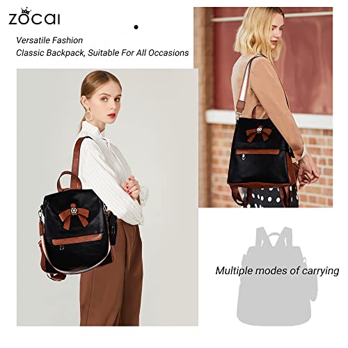 Image of ZOCAI Backpack Purse for Women Fashion Backpack Purses PU Leather Daypacks Anti-Theft Shoulder Bag Satchel Purse