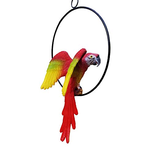 S&F Life Size Hanging Parrot Statue Like a Real Parrot Patio Lawn Ideal Decor for Nature Lovers Tropical Bird Collectors (Wings)