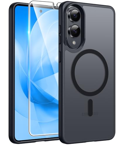 Image of FNTCASE for Samsung Galaxy S25 Edge Case: [Compatible with Magsafe] Translucent Matte Cases with [Screen Protector] Military Grade Shockproof Protective Magnetic Phone Cover (Black 6.7 inch)