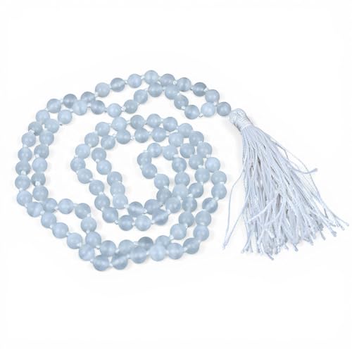 Mala de méditation en jade blanc pour calmer le stress et prier