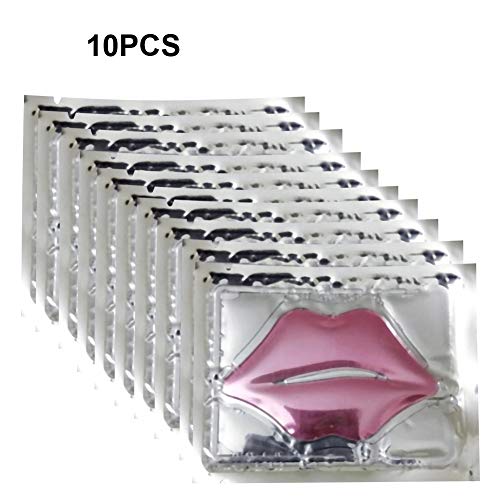 ZAVAREA 10er Pack Pink Collagen Crystal Lip Masken Lippen Praller Masken Gel Patch Feuchtigkeitsspendend Entfernen Sie Abgestorbene Haut Anti Chapped & Anti-Aging Glatte Feine Linien Cover