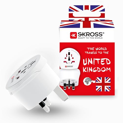 SKROSS | 1.500225-E | Världen till Storbritannien | Universal reseadapter för Storbritannien - Spänning och effekt 100V – 700W / 250V – 1750W - Antielektrisk stötskydd