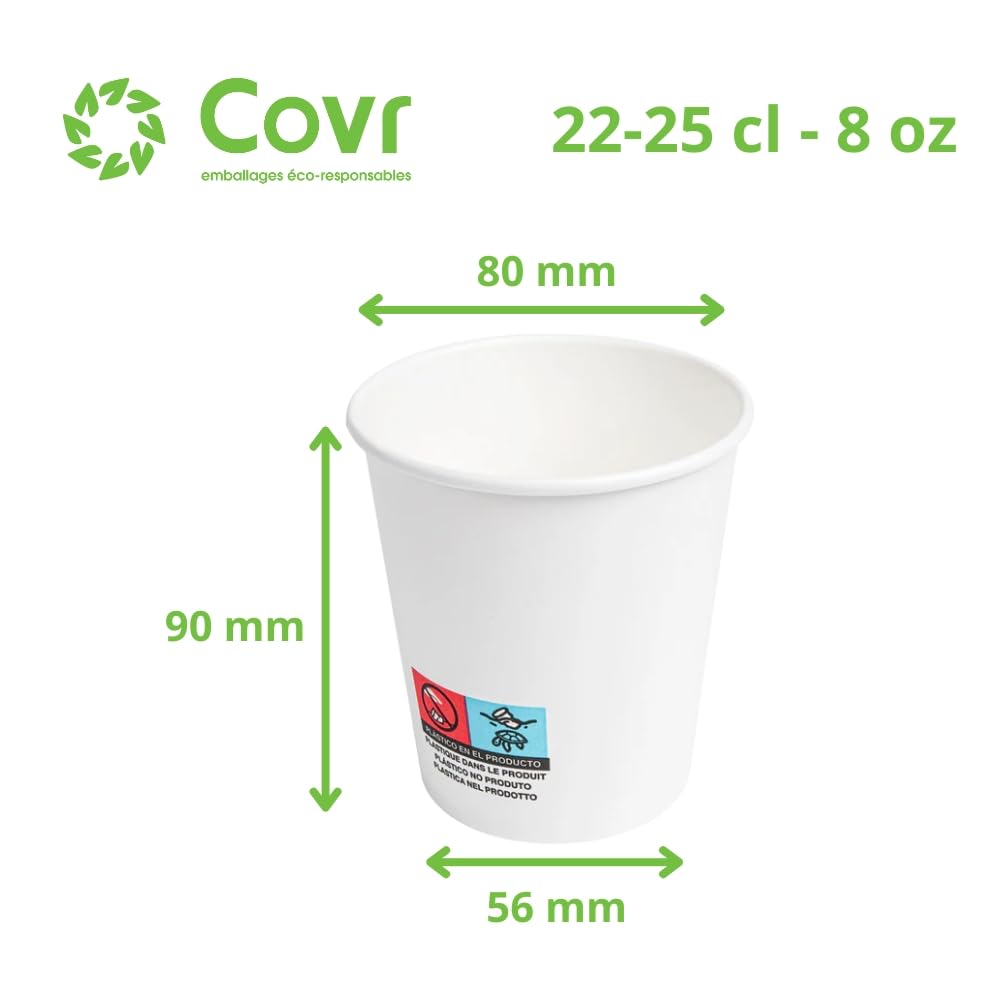 COVR Bicchieri in Carta Bianchi (25 cl - 8 oz / 1000 unità)