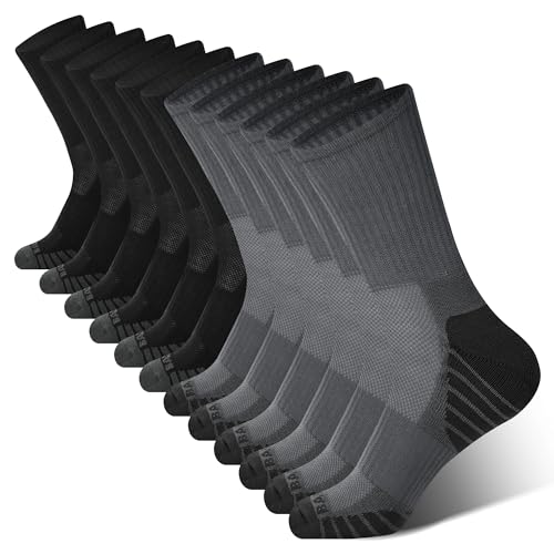 BAMBOO COOL Men's Crew Socks Athletic Running Sports Socks, Cushioned