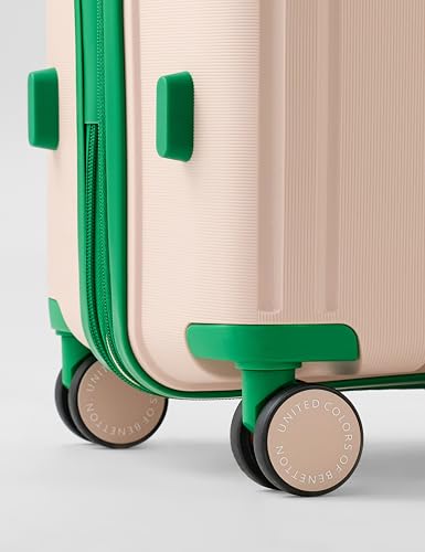 Image of United Colors of Benetton Large Hard Luggage Emerald Plus - Baby Pink | Check-in Trolley Bag with TSA Lock | 360 Spinner Double Wheels | Telescopic Handle | PC Shell Suitcase | 76cm | 130L Capacity