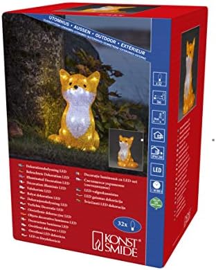 Konstsmide Christmas Outdoor Figures Decoration/Outside Lights LED Acrylic Medium Fox/Outdoor Lighting (IP44) / 64 White LEDs/Transparent Cable,Orange