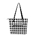 Tote Bag Soft Leather Purse Fashion Hobo Handbags With Zipper Large Capacity Satchel Casual Shoulder Shopping Bag Compatible with Abstract Modern Striped Houndstooth And Watercolor Effect Black