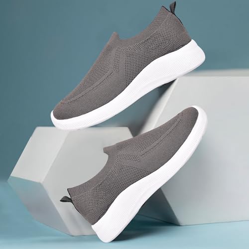 Image of SUBA Men's Breathable Mesh Slip-On Sneakers - Lightweight Walking Shoes for Gym, Running, and Casual Wear | Comfortable Cushioned Sole Casual Loafers for Men