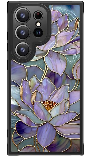 FUNMIKO Cute Phone Case for Samsung Galaxy S25 Ultra - Wireless Charging - Trendy Wildflower Design for Women Girls, Non-Slip Translucent Matte Hard Cover with Shockproof Corners - Dreamy Lotus
