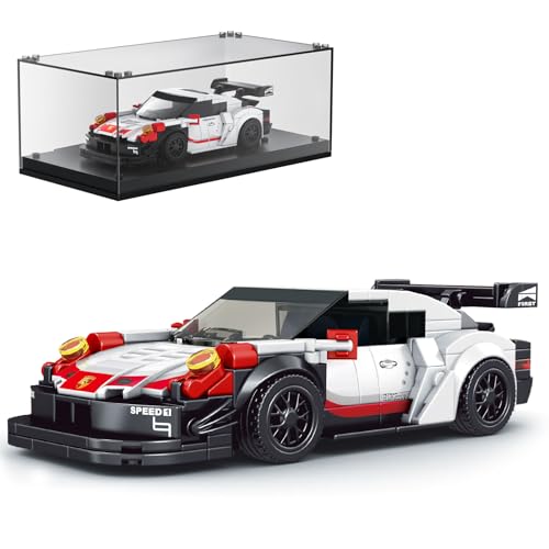 Mould King 27010 Speed Champion Rennwagen Bausteine 911 RSR Sportwagen Klemmbausteine mit Acryl-Vitrine Modellautos zum Sammeln (349 Teile)