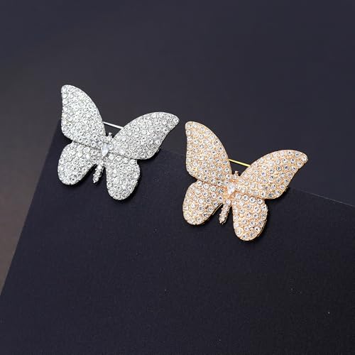 Image of Butterfly Brooch for Women, Insect Butterfly Pins Shawl Pin Clip Flashing Butterfly Jewelry Fashion Brooch Wedding Accessories Sweater Scarf Brooch for Women