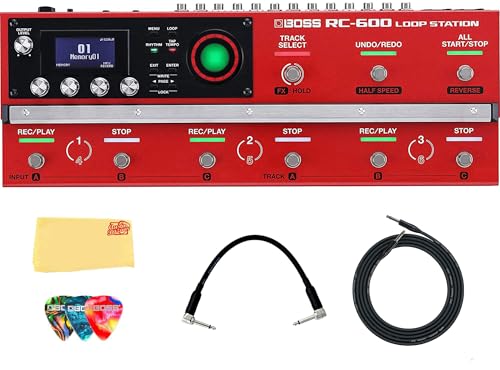 Boss RC-600 Loop Station Pedal Bundle with Gearlux Instrument Cable, Patch Cable, Picks, and Austin...