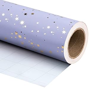 WRAPAHOLIC Wrapping Paper Roll – 24 Inch X 100 Feet Jumbo Roll Stars with Gold Foil Design, Perfect for Wedding, Birthday, Holiday, Baby Shower and More Occasions