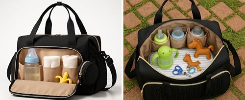 Image of Baby Diaper Bag | Diaper Bag for Mothers For Travel | Baby Bags For Mothers Carry | Baby Diaper Bag For Mother For Travelling | Lugguage Nappy Handbags with Changing Mat