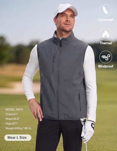 Image of fit space Men's Lightweight Vest Softshell Sleeveless Windproof Jacket with Zipper Pcoket Cycling Travel Hiking Running Golf