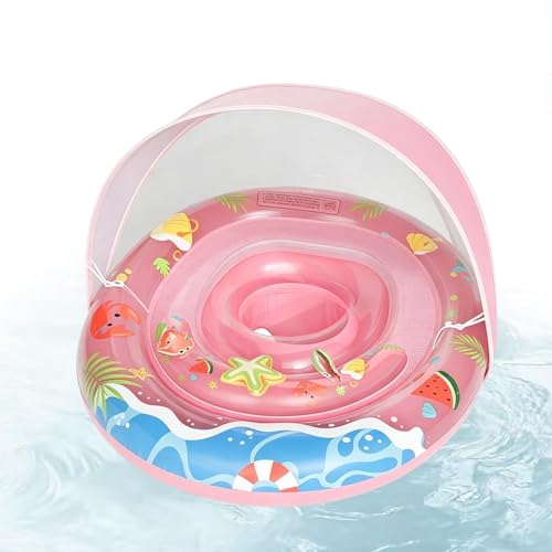 De Natación Inflable para Bebé - Flotador De Piscina Antivuelco con Toldo Parasol | Balsa Flotante De Agua para Niños De 0 A 3 Años, Río, Aire Libre, Playa, Verano, Lago, Niños Y Niñas