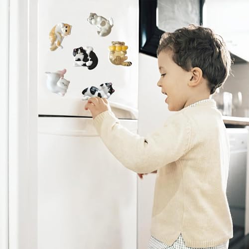 Image of 6PCS Stylish Fridge Magnets, Cat Themed Decorative Magnets for Refrigerator, Perfect for Kitchen Decor, Office, Gift (Multicolored)