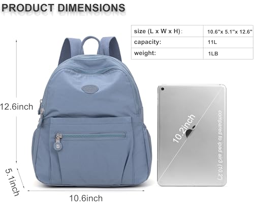 Image of Pealwel Mini Backpack Purse for Women,Small Nylon backpacks for Ladies Backpacks Women Anti Theft Travel Bag (Light Blue)
