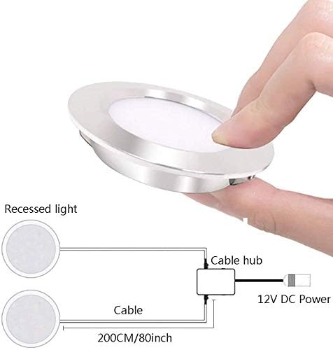 ANYPOWK Lot De 6 Lumières LED 12 V Pour Camping-car, Remorque, Bateau, Lumière Du Jour 6000 K, 300 Lumens, 3 W, Basse Tension, Mini Lampe Encastrée à Intensité Variable, Blanche