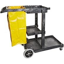 Impact 6850 Janitors Cart with 25-Gallon Yellow Vinyl Bag, Polyethylene, 48" Length x 20-1/2" Width x 38" Height, Gray