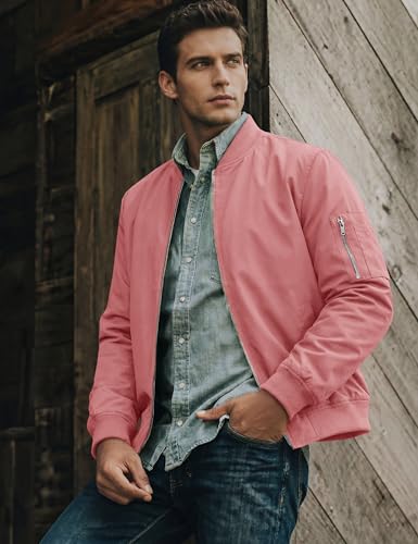 Image of TACVASEN Men's Lightweight Jacket Casual Spring Fall Windbreaker Bomber Zip Up Coat with Pocket