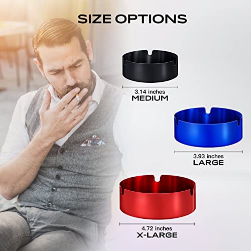 image for roygra Ashtray 2 Pack, Metal Ashtray - Blue, Medium Size (3.15 x 3.15 