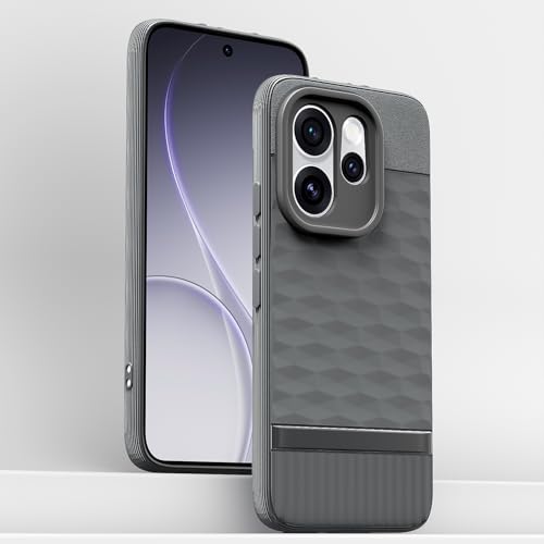 Image of Pikkme Back Cover for Oppo Reno 15 Pro Mini 5G Camera Protection 3D Hexa Cube Design Silicone Protective Bumper Case (Grey)