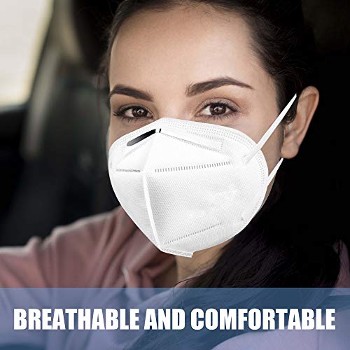 KN95 Disposable Face Mask, 30 Pack White 5-Ply Protection Breathable Cup Dust Masks, Protection Against PM2.5 Dust. Pollen and Haze-Proof with Elastic Earloop and Nose Bridge Clip K-N95 Masks
