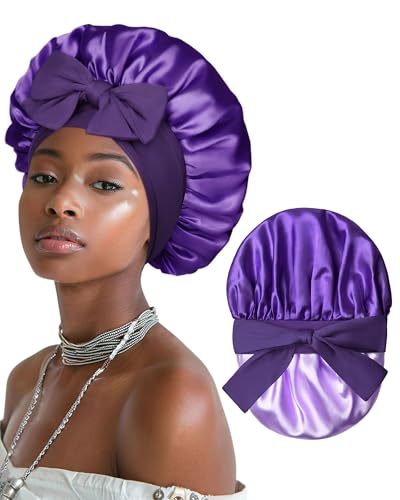 AWAYTR Double Layer Satin Bonnet for Women, Reversible Sleep Hair Wrap