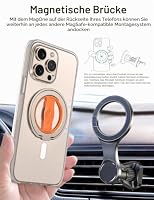 EWA MagOne 3rd Gen [Kompatibel mit MagSafe] Handy Griff ständer mit elastischem Fingerloop, abnehmbarem magnetischen Ringhalter, für iPhone 17, 16, 15, 14, 13, 12 - Champagner Orange – Ansicht 4