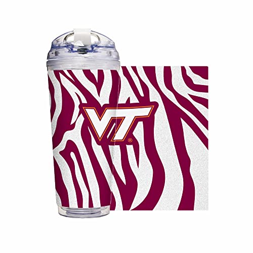Image of Rico Industries NCAA Glitter 24oz Acrylic Glitter Tumbler with Hinged Lid, Officially Licensed Double Wall Tumbler with Straw