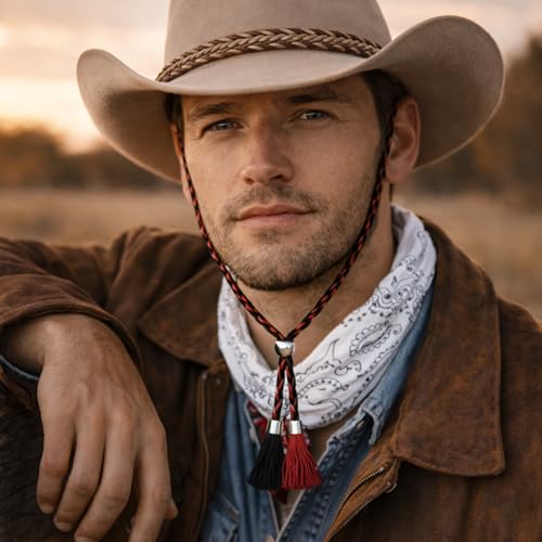 Image of Gamboa 100% Leather Hat Chin Strap for Men and Women Removable Hat Chin Cord for Cowboy and Sun Hats