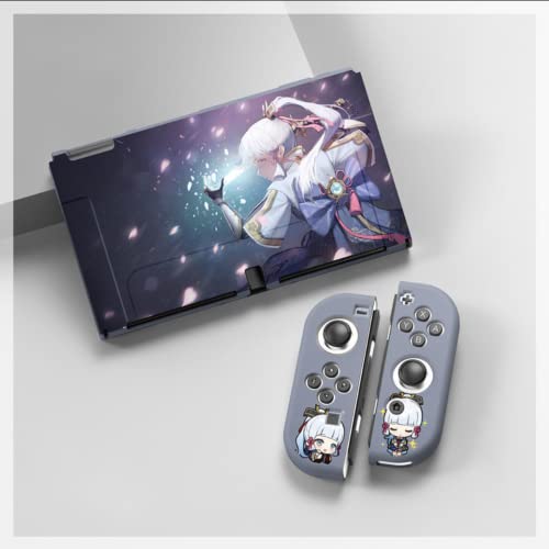 Genshin Impact Soft Protective Case for Nintendo Switch/Switch Lite/Switch OLED with Thumb Grip Caps Tempered Film Switch Ayaka