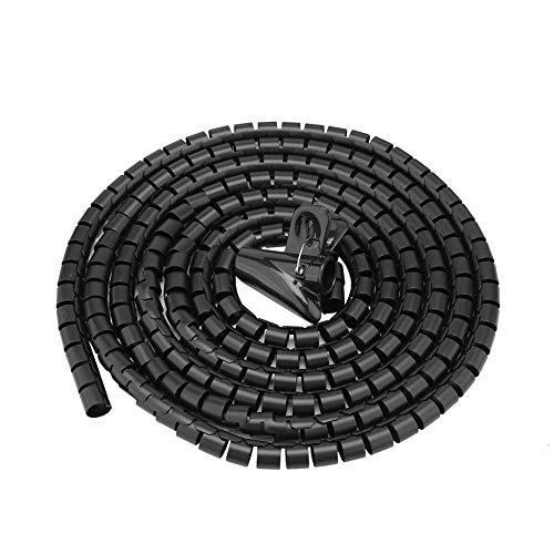 Cable Tidy 1.5m/ Length Spiral Wrap Wire Spiral Cable Tube 16/22/28mm White Black Silver Cable Management Solution (black3mx16mm)