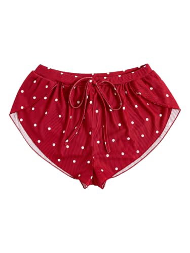 Image of MakeMeChic Women's Pajama Bottoms Floral Print Tie Front Micro Short Side Slit Summer Lounge Shorts